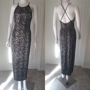Vintage 90's Sexy Snakeskin Velvet Long Dress